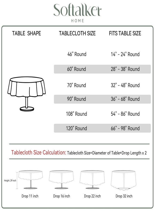 Softalker Round Tablecloth, Waterproof & Stain Resistant Table Cloth Wrinkle Free Fabric Washable Polyester Table Cover for Spring/Party/Outdoor(60R)-White - Image 3